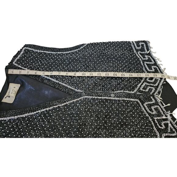 Vintage 90's Tara Stars Black and Silver Sequins Beaded Sleeveless Vest W Medium - Picture 5 of 7